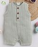 Cot & Candy Sleeveless Round Neck Solid Muslin Romper  -Sage
