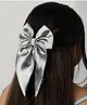 Arendelle Satin Long Tail Bow Detailed Hair Clip - Sage Grey