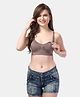 Fabme Cotton Sleeveless Solid Padded Maternity Nursing Bra - Chocolate Brown