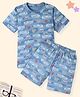 Funkrafts Cotton Half Sleeves Racer Text Printed Tee & Shorts Coordinating Set - Blue