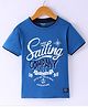 Smarty Boys Cotton Knit Half Sleeves Polo T-Shirt with Text Print - Blue