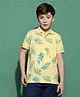 Lil Tomatoes Cotton Half Sleeves Leaves Printed Tee - Lemon