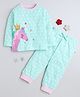 BUMZEE Cotton Knitted Full Sleeves Unicorn & Stars  Printed Coordinating Tee With Pyjama - Mint Green