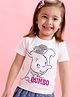 Babyoye Disney Cotton Knit Half Sleeves T-Shirt with Dumbo Graphics and Sequins Detailing- White