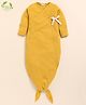 Cot & Candy Organic Cotton Knit Full Sleeves Solid Sleep Suit  - Mustard