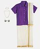 THANGAMAGAN Viscose Half Sleeve Shirt With Mundu & Angavastram With Freebies Set - Lavender