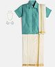 THANGAMAGAN Viscose Half Sleeves Solid Shirt With Mundu & Angavastram With Freebies Set - Light Sky Blue