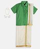 THANGAMAGAN Viscose Half Sleeves Solid Shirt With Mundu & Angavastram With Freebies Set - Parrot Green
