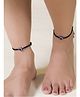 NVR Women Set Of 2 Evil Eye Adjustable Black Anklets  - Black