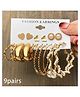 Stylish Golden Pearl Hoops Twisted Butterfly Heart Earrings Set of 9 Pairs For Women