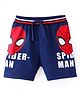 Babyhug Marvel Cotton Knit Shorts with Spider-Man Graphics - Blue