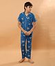 Ninos Dreams  100% Cotton Knit Half Sleeves Football Printed Night Suit -  Blue