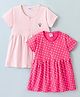 Ben Benny Cotton Knit Half Sleeves Floral & Stars Printed Frocks Pack of 2 - Pink