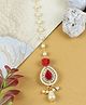Asthetika Diamond & Stone Embellished Rose Maang Teeka - Red