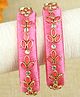 Asthetika Set Of 2  Silk Thread & Kundan Stone Embellished Bangles - Pink