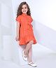 Peppermint Half Sleeves Solid Dress - Orange
