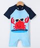 KIDLINGSS Half Sleeves Crab  Detailed  Legged Swimsuit -  Light Blue