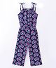 CrayonFlakes Sleeveless Floral Printed Jumpsuit - Navy Blue