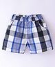 Ollypop Cotton Woven Knee Length Checkered Shorts - White & Blue