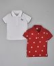 Kiwi Pack Of 2 100% Cotton Half Sleeves Solid & Star Printed Tees - White & Red