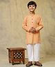 P-MARK Full Sleeves Self Design Kurta With Pyjama Set - Peach