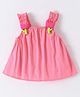 Kookie Kids Cotton Sleeveless A-Line Top with Flower Applique - Pink
