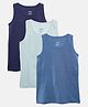 Kiddopanti Pack Of 3 Sleeveless Solid Vests -  Navy Blue Pista Green & Ink Blue