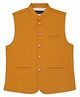 CAVIO Sleeveless Solid Nehru Jacket - Golden