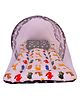 Babytoons Cotton Bedding Set Thick Base Foldable with Mosquito Net and Head Pillow - Zip Closure (Grey, 0-12 Months)