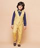 Rikidoos Full Sleeves Solid & Checked 3 Piece Party Suit Set - Yellow