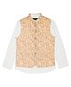 CAVIO Vine Leaves Printed Cotton Nehru Jacket With Full Sleeves Solid Shirt - Peach