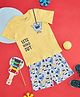 Pantaloons Baby Half Sleeves Monster Printed Cotton Tee & Shorts Set  - Lemon Drop