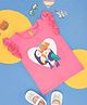 Pantaloons Baby Cap Frill Sleeves Birds Printed Cotton Top  - Pink Lemonade