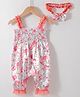 Kookie Kids Sleeveless Jumpsuit with Headband Floral Print - White & Orange
