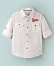 INFINITY Cotton Woven Full Sleeves Watts Text Embroidered Shirt - White