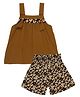 Young Birds Sleeveless Abstract Printed Coordinating Top & Shorts Set - Light Brown