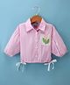 Little Kangaroos 100% Cotton Woven  Half Sleeves Striped Top  with Pocket Detailing - Pink
