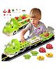 BitFeex Transformable Dino Truck Light & Sound Transport Carrier Boy Toddler, Foldable Track- Multicolor