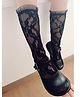 Flaunt Chic Lace  And Net Detailed  Socks  - Black