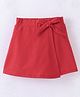 CrayonFlakes Solid & Bow Detailed Flapped Cotton Lycra Skort - Red