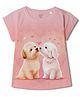 Wear Your Mind Half Sleeves Puppies Printed Tee - Pink