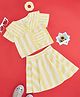 Pantaloons Junior Cotton Half Sleeves Striped Top With Coordinating Skirt - Aspen Gold