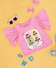 Pantaloons Junior Frill Sleeves Butterflies & Floral Printed Top - Sachet Pink