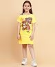 Little Marine Half Sleeves Teddy Bear  Printed T-Shirt  Dress - Yellow