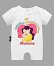 The Peppy Tend Mothers Day Theme Half Sleeves Happy 1st Mothers Day Mumma Text Printed Romper - White
