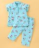 Fido Single Jersey Knit Half Sleeves Night Suit Floral Print - Blue