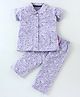Fido Single Jersey Half Sleeves Night Suit Floral Print - Purple