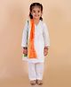 The Mom Store Three Fourth  Sleeves Striped Pattern & Gota Lace Embellished Kurta & Pyjama Set - Off White