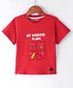 Little Darlings Cotton Knit Half Sleeves T-Shirt with Text Print  - Red