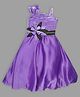 Actuel Sleeveless Pleated & Floral Detailed Fit And Flare Satin Dress - Purple